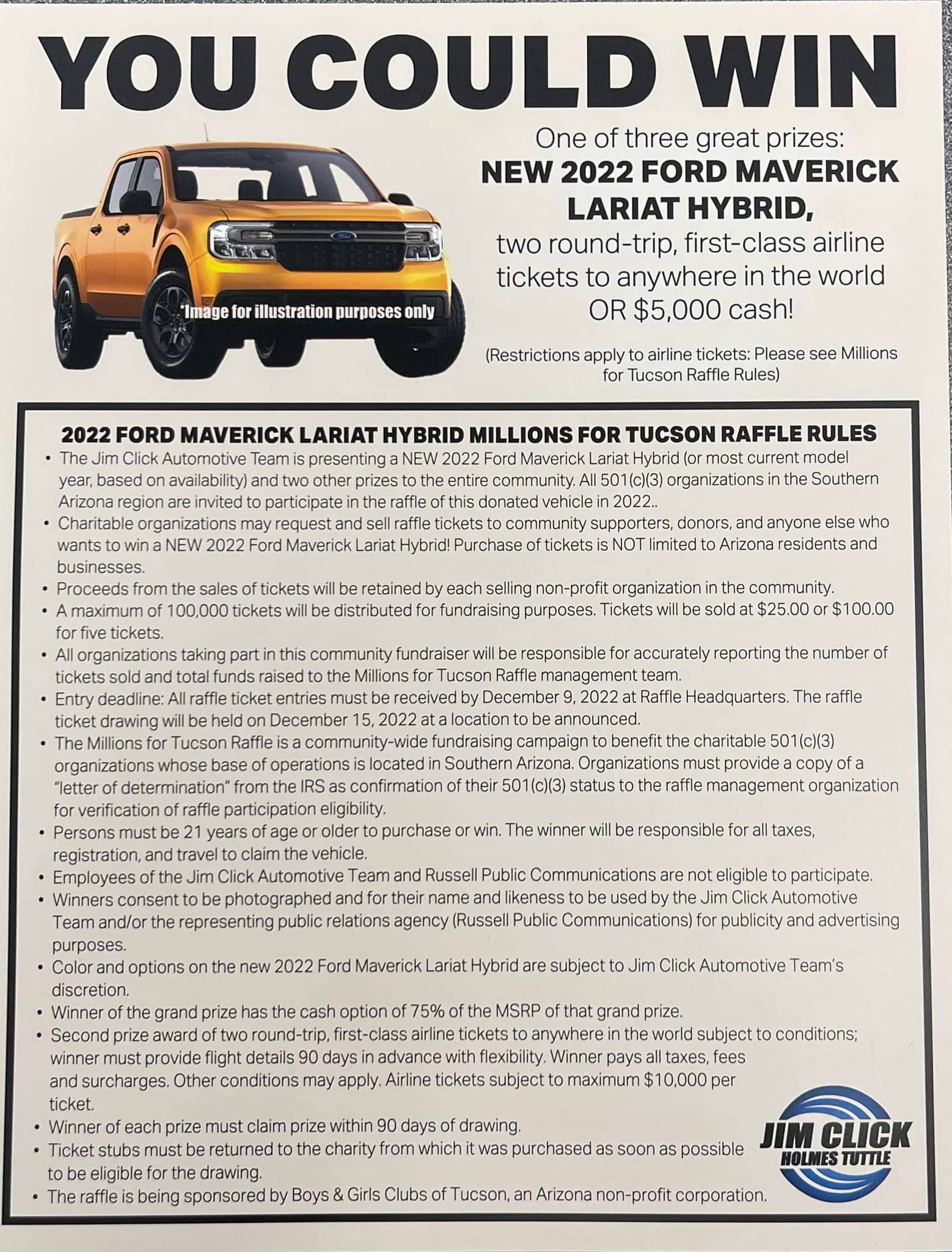 Bobcat Nation, your booster club is selling tickets for a chance to win a 2022 Ford Maverick from Jim Click. You may also win 2 tickets to fly anywhere in the world or $5,000. Tickets are $25 each or 5 for $100. Please see Tony Rodriguez, Brandie Teso, Leisa Johnson, Annette Meza Fletcher, or Robert Sturgeon to get your tickets! All monies raised stay local to benefit the BHS Athletics programs!